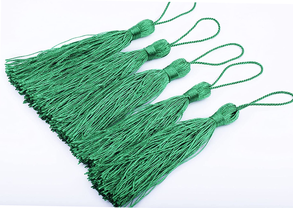 Craft Mini Tassels with Loops for Bookmarks Jewelry Making, Decoration DIY Projects (Kelly Green)